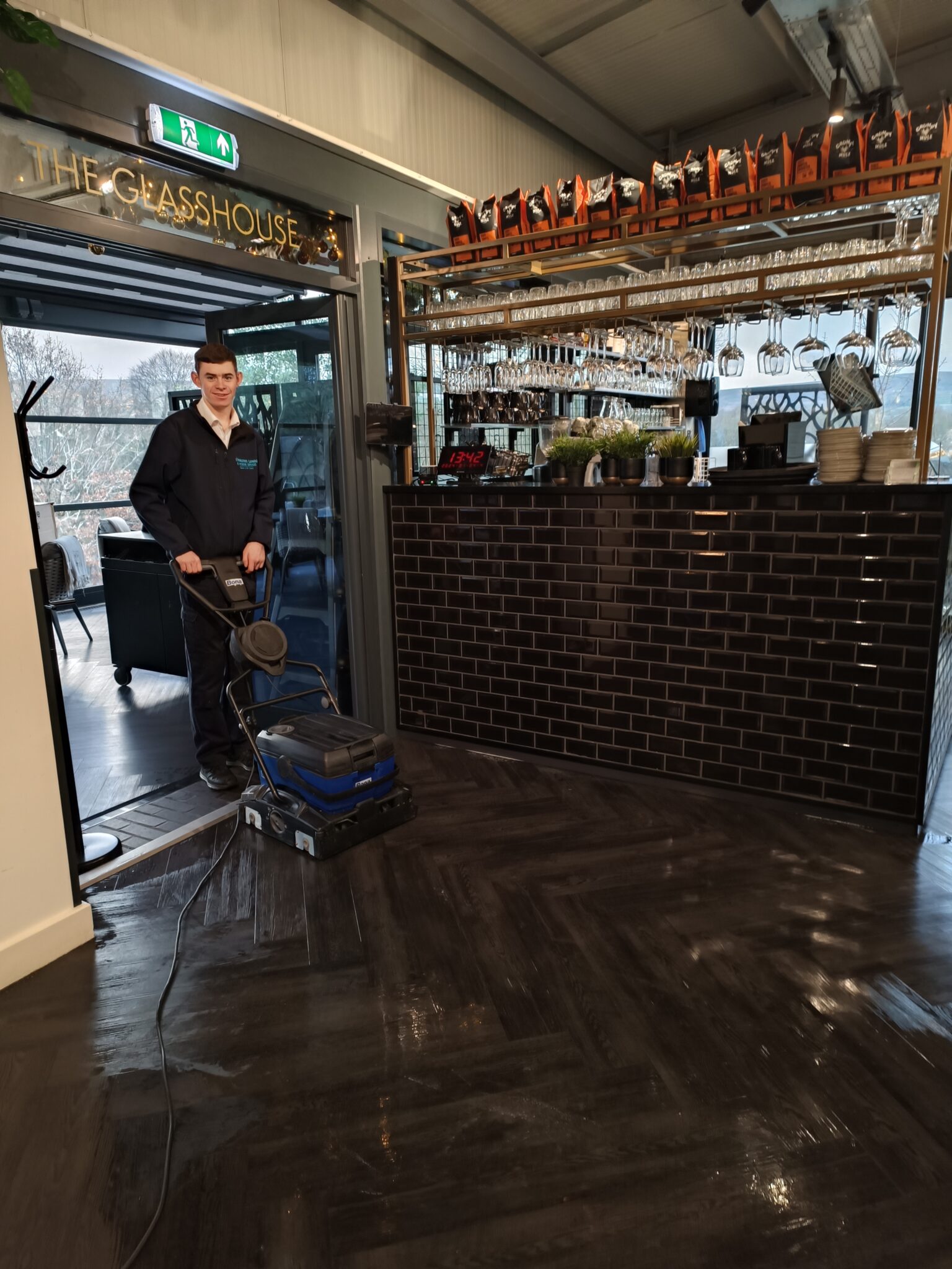 Resilient floor maintenance clean at Lu's Place, Meltham maintaining